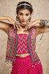 Embroidered Jackets with Crop Top and Palazzo Pants